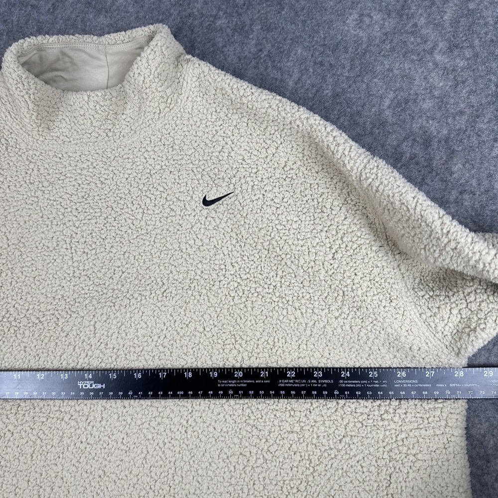 Nike Sweatshirt Pant Set Womens XL Beige Fleece Sherpa Mock Neck DD6487 Cozy - Picture 5 of 16
